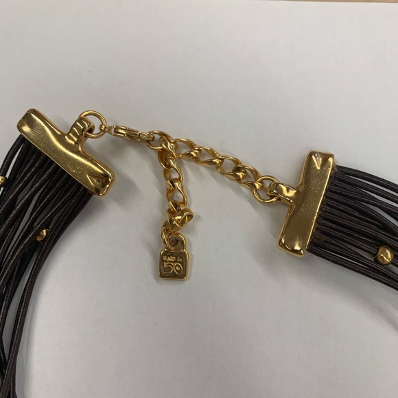 New! UNO De 50 Omariba Chain Leather Gold Necklace - Picture 8 of 11